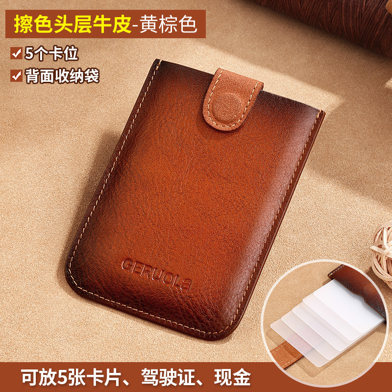 Geruola Leather Factory 2025 nuevo bolso para tarjeta de almacenamiento de cuero ultrafino para hombre, tarjeta bancaria, tarjeta de banco, tarjeta de autobús