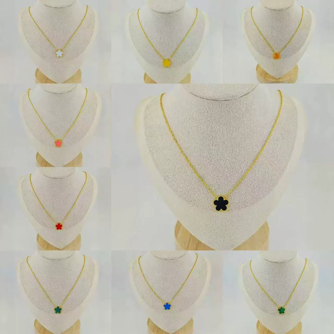 Трансграничное модное персонализированное ожерелье с пятилистным цветком, черно-белое ожерелье из титановой стали, серьги, легкий роскошный темпераментный комплект, цепочка на ключицу