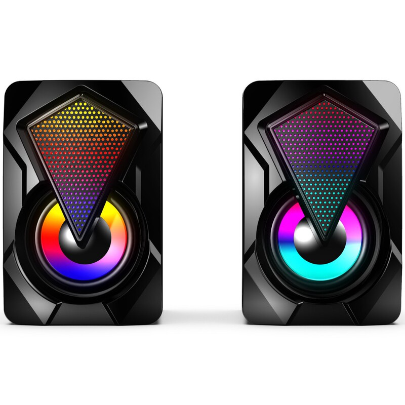 X2usbデスクトップ小型オーディオ3.5mmオーディオソケット2.0線制御rgbカラーライトミニコンピュータのスピーカーが発光します。|undefined