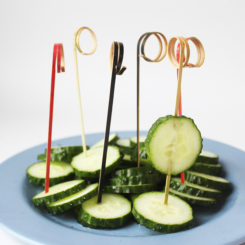 Palo de bambú desechable anillo cian Cadena 100 unids/bolsa palo decorativo palo de fruta productos de bambú hechos a mano Amazon al por mayor