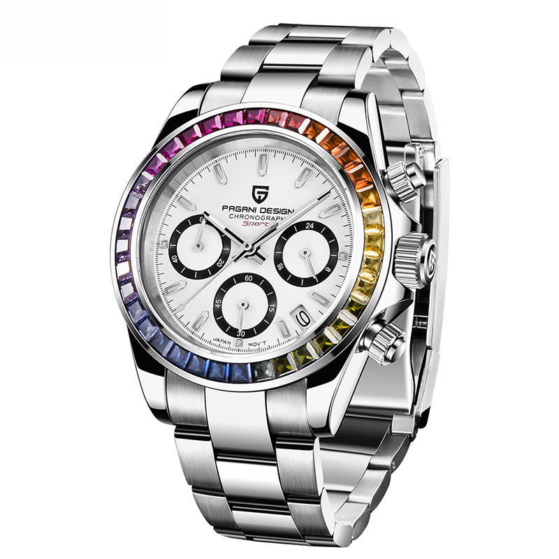 PAGANIDESIGN bojiani reloj para hombre multifunción cronógrafo de acero inoxidable resistente al agua reloj de diamantes de color 1644