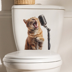 外貿個性搞怪唱歌小貓兒童浴室馬桶貼家居裝飾牆貼畫貼紙自粘批發