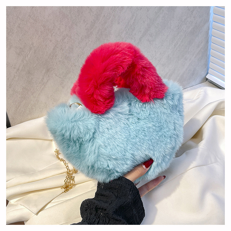 Handheld haarigen für frauen Koreanische version Instagram mode temperament plüsch 2024 nische farbe kollision high-end-sinn_voghion.com