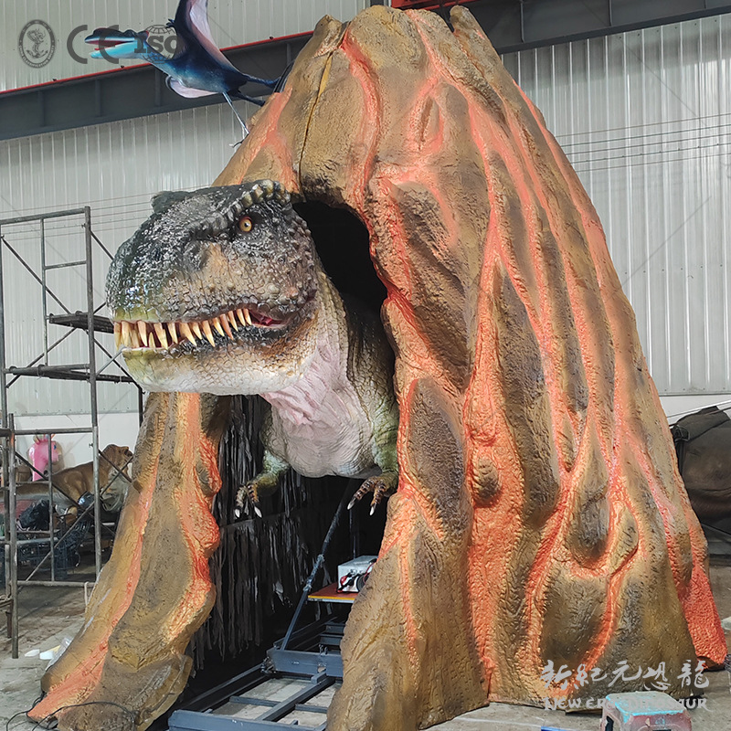 Simulación de dinosaurio T. rex esponja de silicona de alta densidad maquinaria móvil juego eléctrico simulación de escultura de dinosaurio
