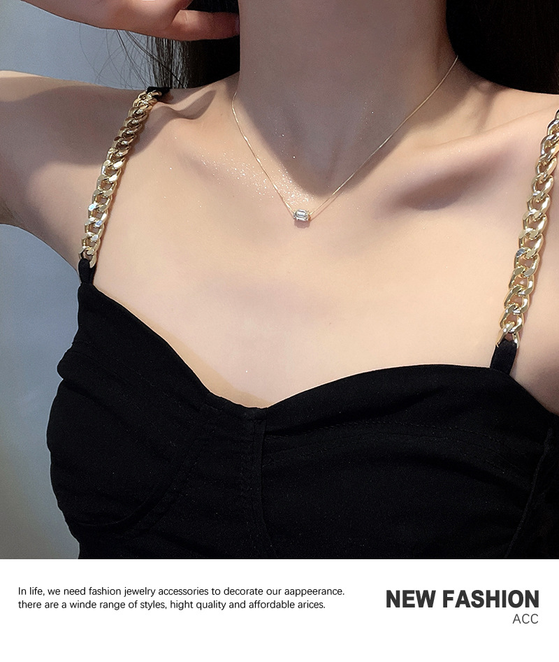 Korean fashion geometric necklace simple niche pendant copper necklace wholesalepicture4