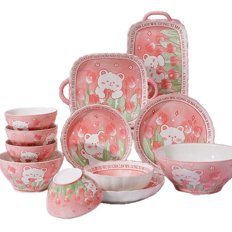 Cartoon set, ceramic high quality tableware for home use, (Cross-border trading)
