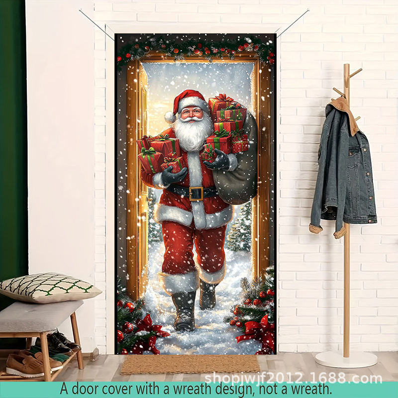 TEM Amazon transfronterizo nueva decoración de la cubierta de la puerta de Navidad rojo Santa Claus regalo cubierta de la puerta ambiente festivo fiesta