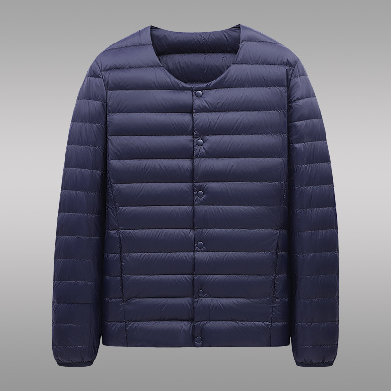 Lightweight down jacket, short style, cross-border V-neck, can be opened twice, casual and warm outerwear, 90% down inner lining.
