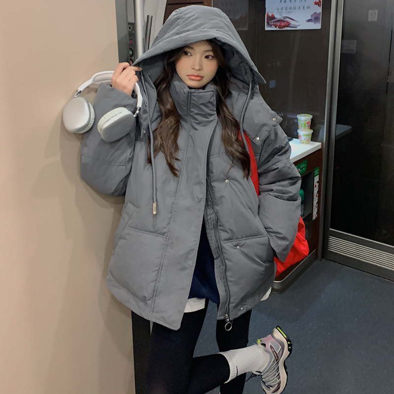 Algodón mujer 2024 otoño y invierno nuevo estilo coreano chaqueta de algodón de pluma con capuz suelta al algodón de moda de mujer chaqueta