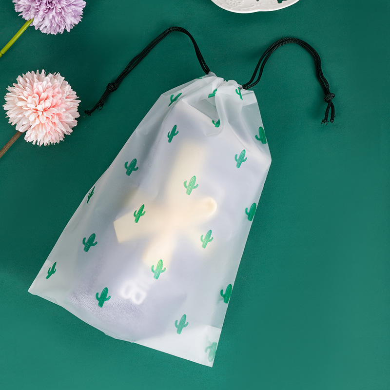 Cactus frosted drawstring bag travel towel socks cosmetics storage bag gift packaging small fresh drawstring bag