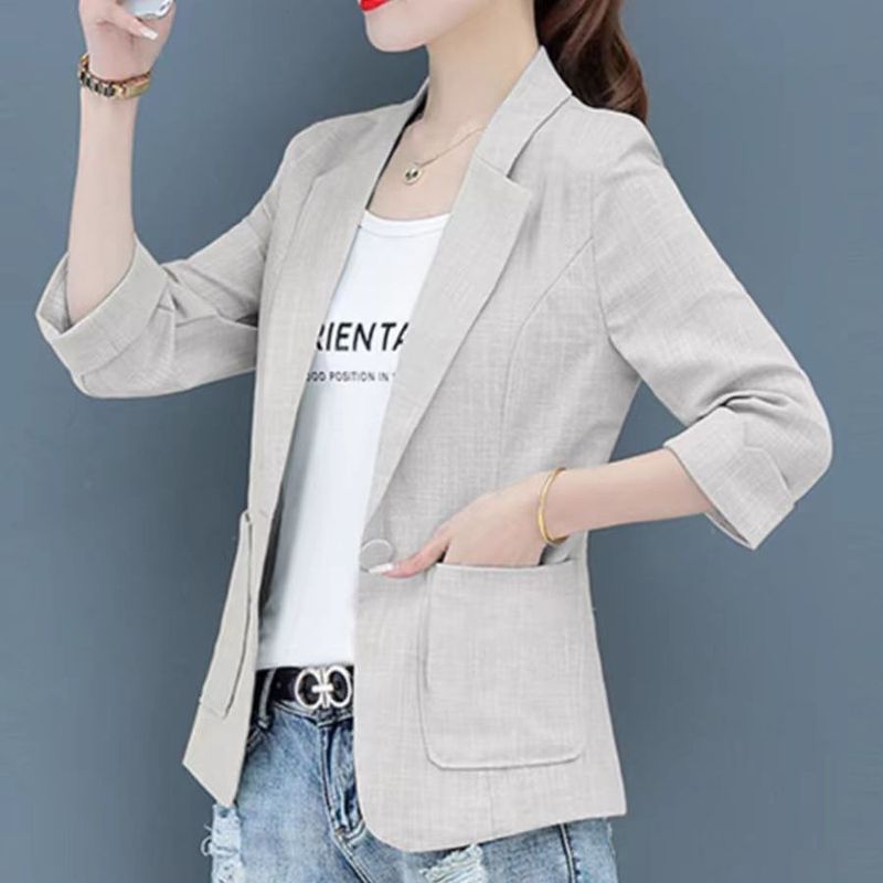 休闲上衣小西装新款防晒外套女2025透气薄款短春秋西服小个子|undefined