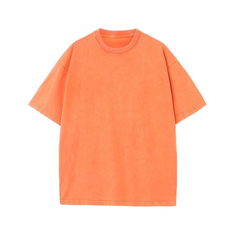 270g Pure Cotton—Retro Round Neck Washed Short-Sleeve Wax-Dyed Shirt—Bulk Order—Printing—Direct Printing—Embroidery 270g Pure Cotton—Retro Round Neck Washed Short-Sleeve Wax-Dyed Shirt—Bulk Order—Printing—Direct Printing—Embroidery