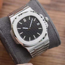 鹦鹉机械翡丽男士精钢手表不锈钢带单历透视底腕表双显双显机械表