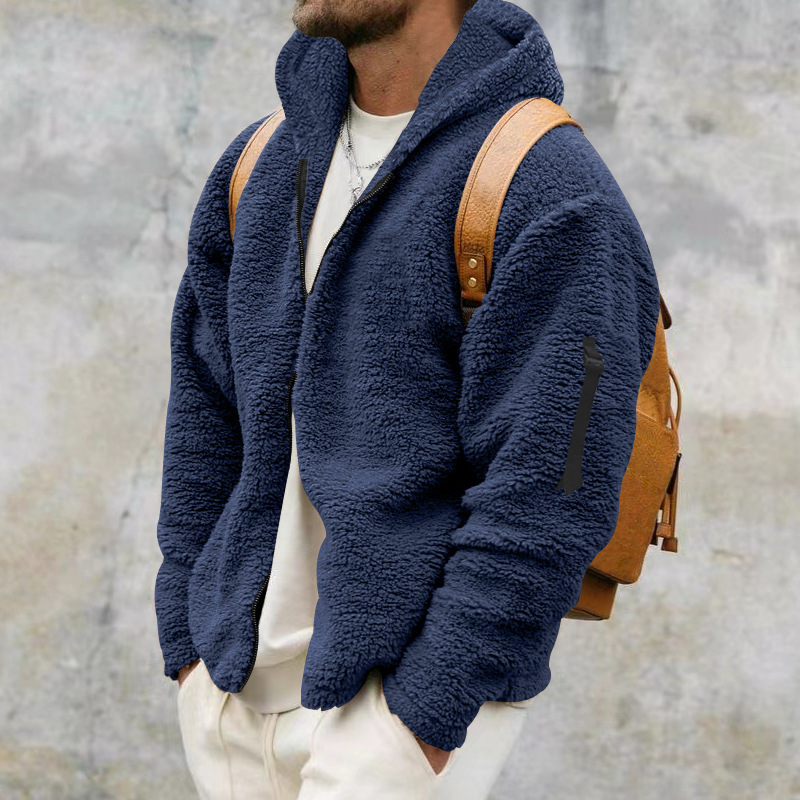 Men's Hooded Jacket Double Sided Arctic Velvet Warm Autumn Winter_voghion.com