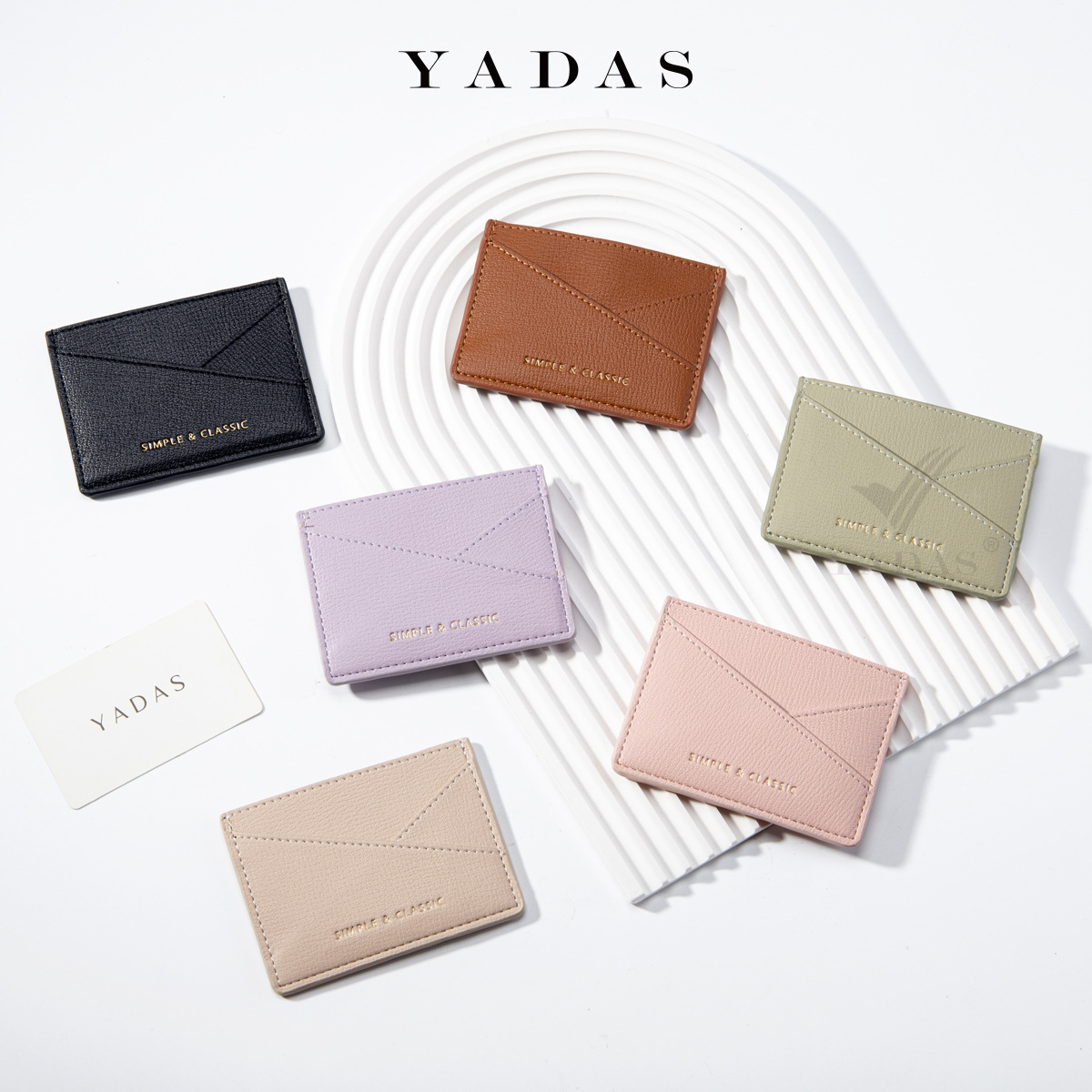 YADAS nuevo paquete de tarjetas con cremallera diseño de posición de tarjeta oblicua simple y elegante paquete de tarjetas de fábrica de PU para damas