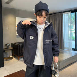 男童两面穿夹棉外套2025新款中大童棉服冬装儿童棉衣秋冬款洋气潮