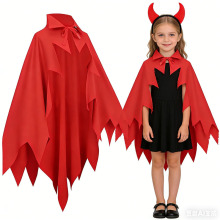 万圣节儿童红色披风 狂欢节斗篷带头饰 cosplay舞台演出服