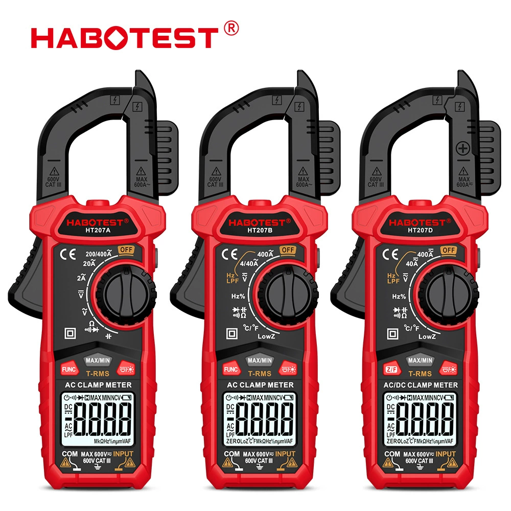Huabo HT207ABD Токоизмерительные клещи с цифровым дисплеем Высокоточный Универсальный измеритель переменного/постоянного тока Цифровые токоизмерительные клещи