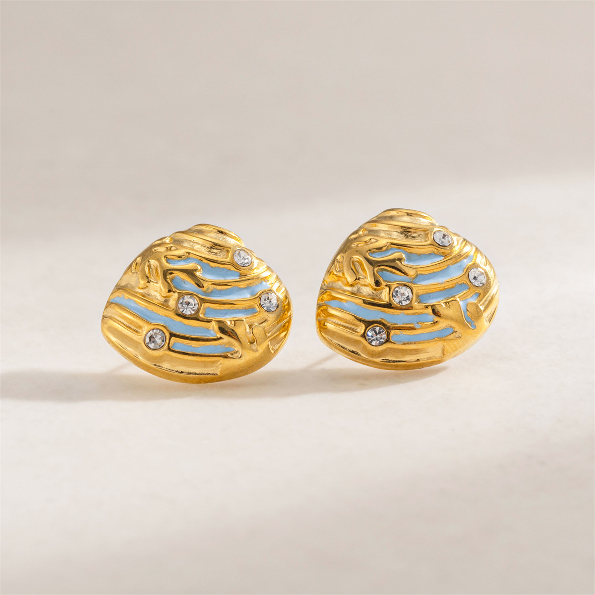 Taena Pendientes de acero inoxidable europeos y americanos, moda de alta gama, todo fósforo, aceite de goteo hecho a mano, pendientes de circón con incrustaciones de estilo playa, mujeres