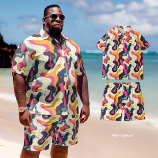 Spring and summer Europe and the United States POLO suit short sleeve men's 3D digital printing plus size daily cross-border foreign trade high street leisure