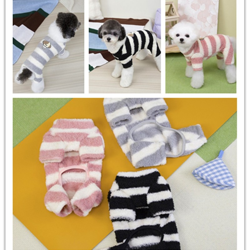 宠物服装小型犬狗衣服猫咪服装秋冬新款厂家批发25条纹四腿绒衣|undefined