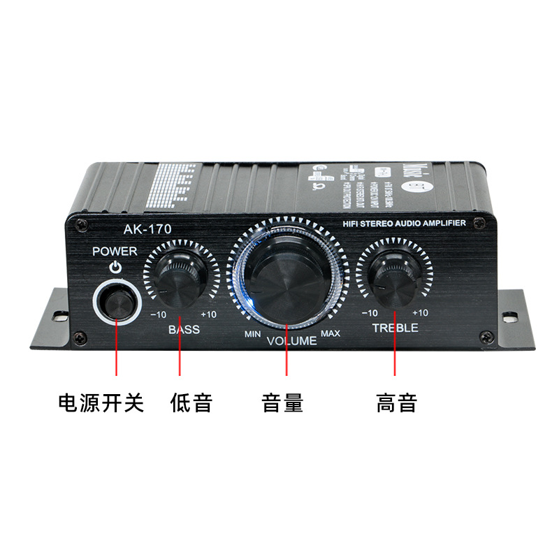 Мини-усилитель HiFi AK170 черный без Bluetooth