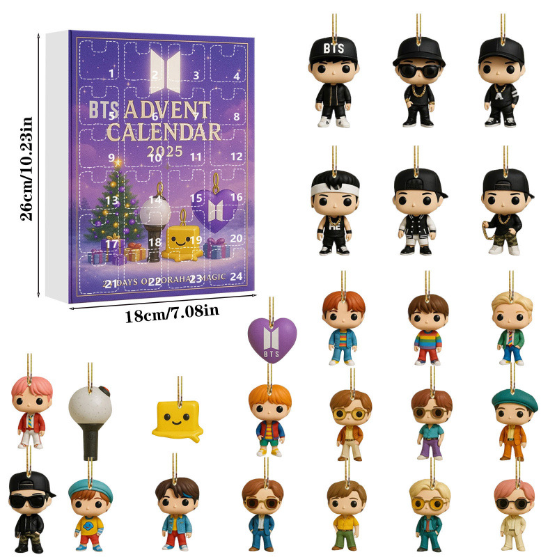 BTS Advent Təqvimi 2025 - Akril Açarlıq və Asqı Dəsti