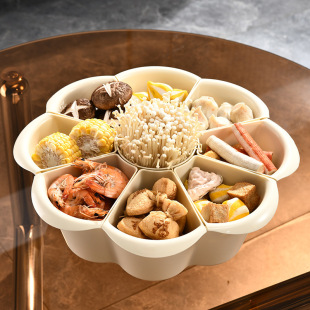 Hot pot plate household kitchen food grade thickened simple rotatable grid flat bottom platter draining storage side dish