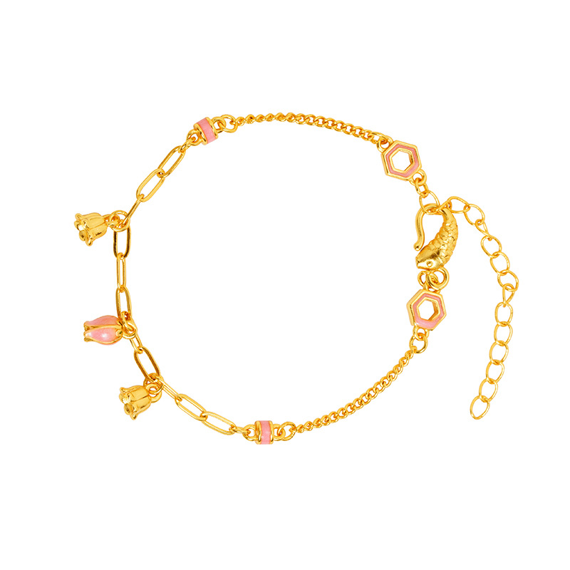 Antiguo estilo vietnamita retro estilo nacional de arena orquídea exquisita pulsera koi de moda femenina universal joyas no se desvanecen