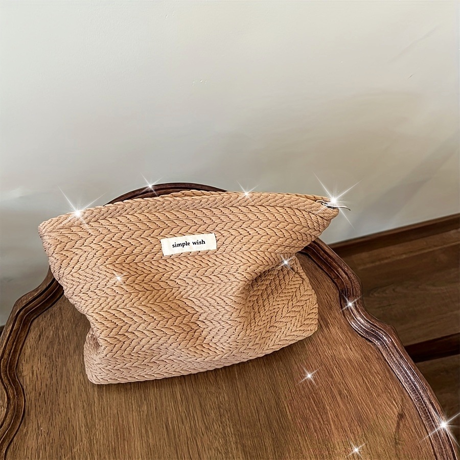 2026 New Cross-Border Cosmetic Bag for Women, Sanitary Napkin Storage Bag, Cosmetic Pouch, Coin Storage, Rice Spike Pattern