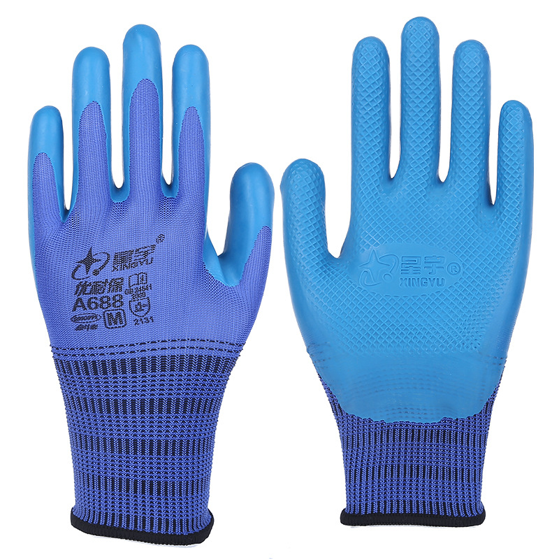 Younaibao guantes en stock al por mayor Xingyu semi-inmersión guantes de trabajo transpirable antideslizante inmersión pegamento colgando guantes de látex