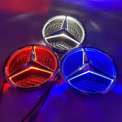 Suitable for Mercedes-Benz modified luminous LED middle net car logo A B C E GLK ML grade solid with light original car logo