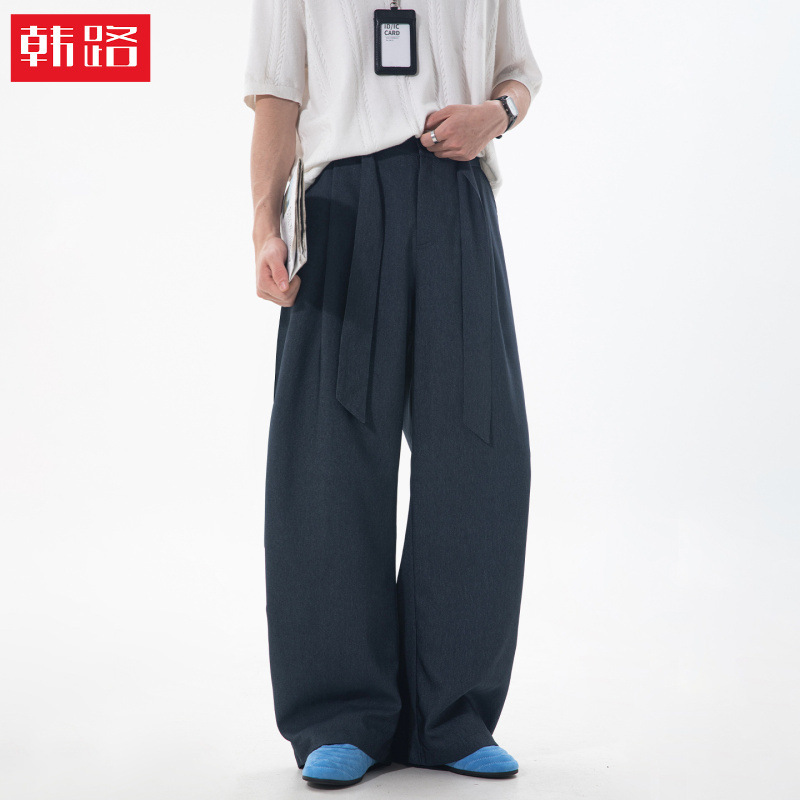Imitation Denim Cleanfit Curved Hem Pants Spring/Summer Style Loose Fit Long Pants Japanese Lazy Style Wide-Leg Casual Pants Imitation Denim Cleanfit Curved Hem Pants Spring/Summer Style Loose Fit Long Pants Japanese Lazy Style Wide-Leg Casual Pants