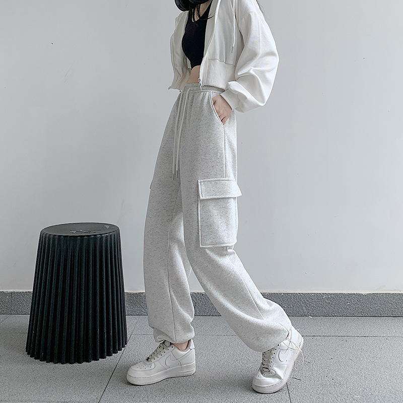 Pantalones de deporte casuales primavera-verano de mujer 2025 nuevo estilo de cintura alta suelta Harlan pantalones rectos de calzado americano pantalones de trabajo para mujeres