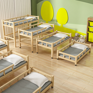 Bunk Bed Sliding Bed Log Economical Nap Bed Kindergarten Daycare Class Primary School Students Pine Four-Layer Nap Bed