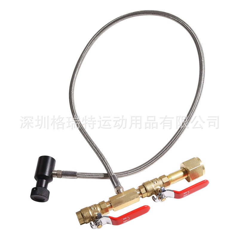 36英寸银色苏打管全铜双阀soda苏打充气阀连接CGA320 G5/8 W21.8