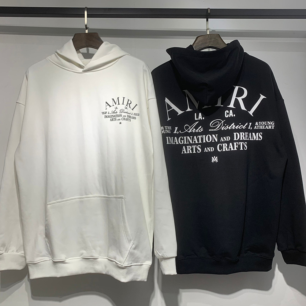 AMIRI suéter colección de letras de impresión transfronterizas 360 gramos de anillo masculino suelto casual sudadera encapuchada