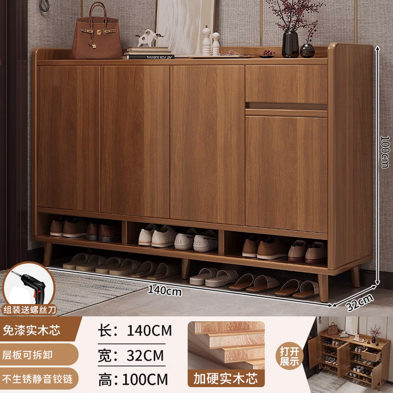 Mueble zapatero de madera maciza, nuevo modelo 2024, armario de almacenamiento para la entrada del hogar, estante de almacenamiento interior integrado para montar en la pared. image 12