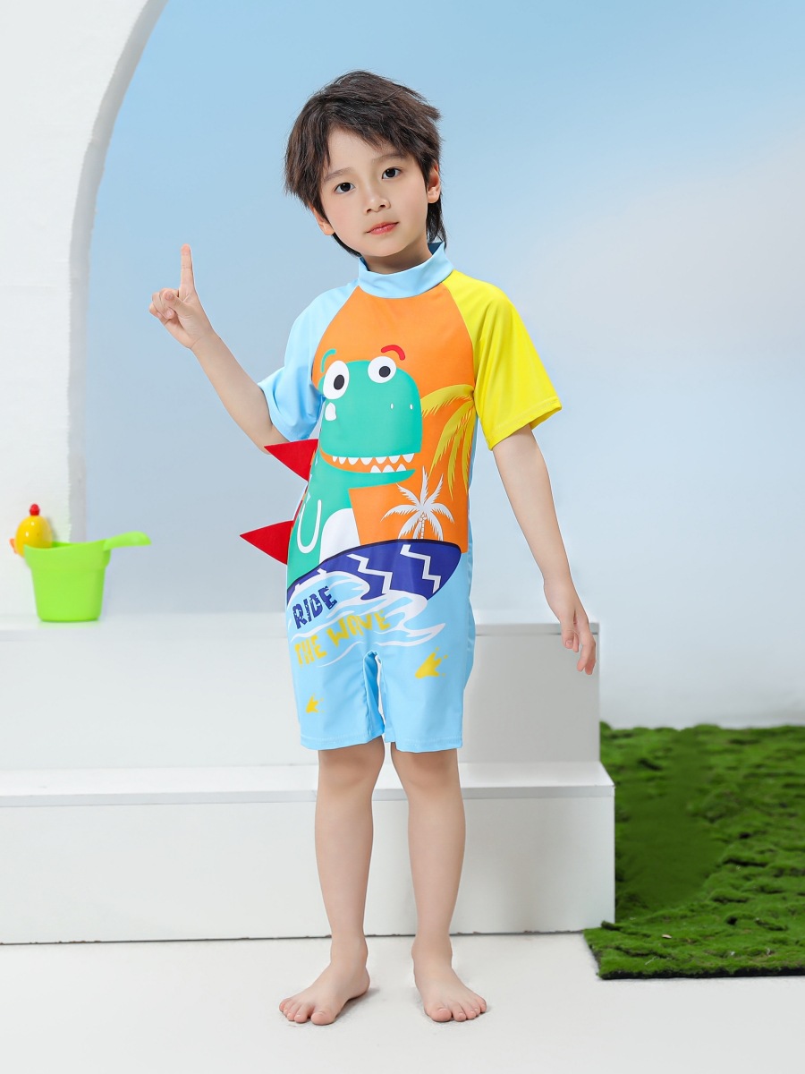Traje de baño para niños nuevo estilo mono bebé bañador de dibujos animados estudiante spa protector solar niño traje de baño de secado rápido al por mayor