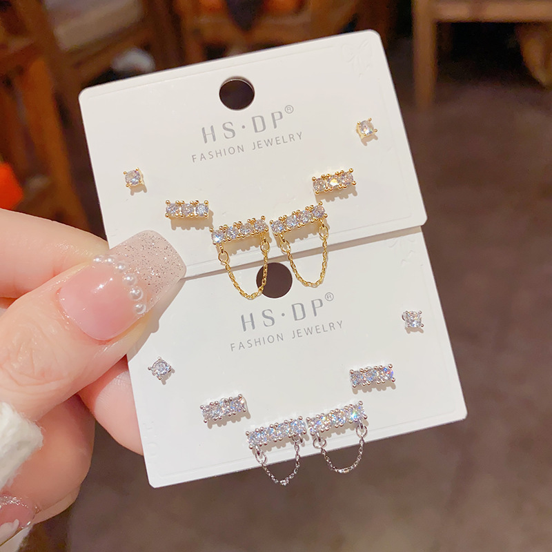 10g Weight 1 Set Simple Style Shiny Geometric Copper 14K Gold Plated Drop Earrings Ear Studs