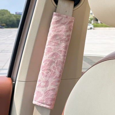 Seat belt shoulder pad Cover, High-End Leopard Print Seat - leopard-print-shoulder-pads-pink