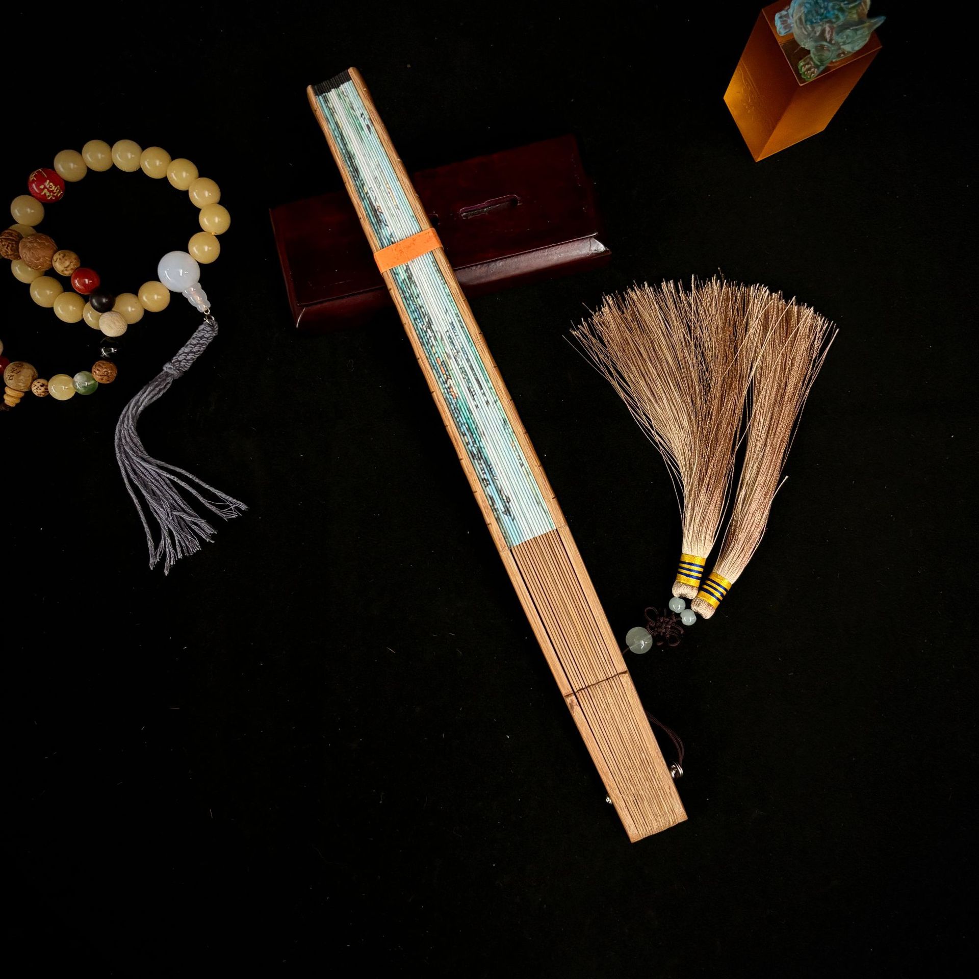 9-inch bamboo joint Chinese painting Xuan paper folding fan Chinese style ancient fan gift custom folding fan handmade fan