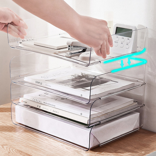 A4 paper storage box transparent office desktop file storage rack desk drawer workstation artifact organizing storage rack
