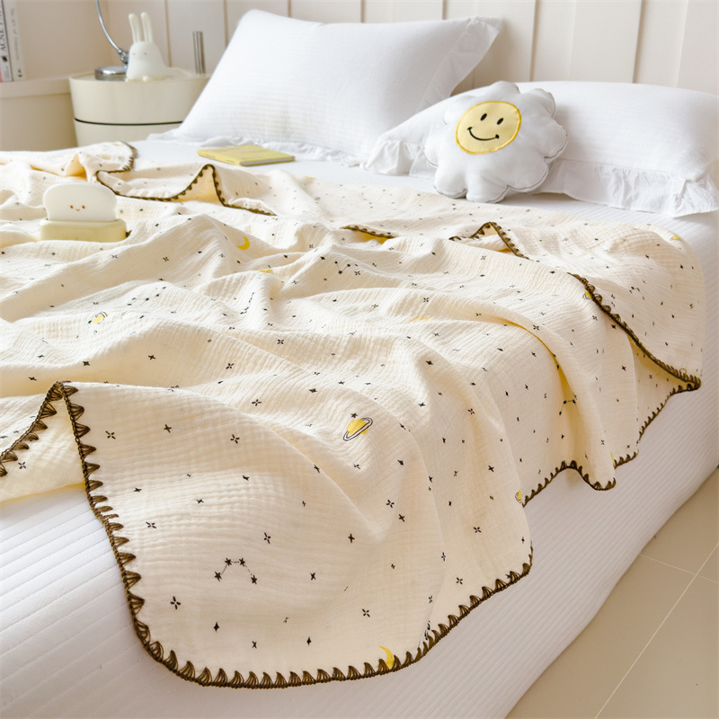 Classe A algodón de doble capa de hilo, manta de verano, manta de aire acondicionado de algodón delgada, manta de sofá dormitorio para cama image 10