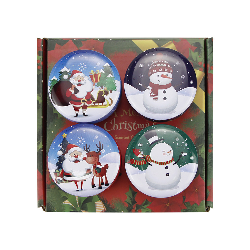 新しい 2.2 オンスブリキクリスマス香りキャンドル缶在庫卸売ホリデープロモーション包装クリスマス缶|undefined