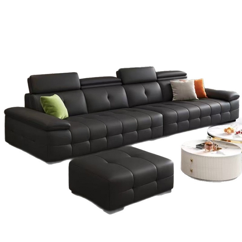 Sofá de cuero de alta gama estilo Meihaoxuan, marco de madera, relleno suave y duro moderado, imprescindible para la sala de estar