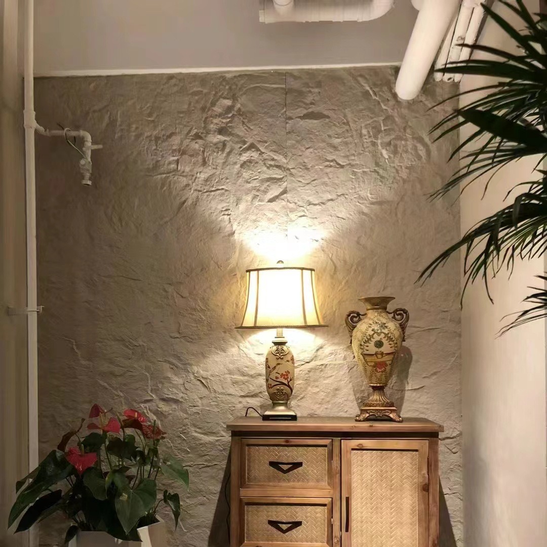 Piel de piedra PU nuevo tipo de roca de esquisto grande de grano continuo piedra de simulación artificial natural villa fondo de pared exterior piedra de paisaje losa