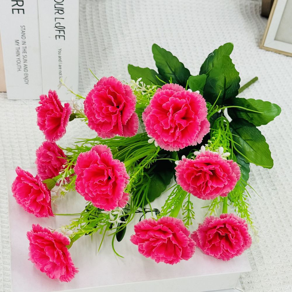 Flores artificiales al por mayor, 10 cabezas de clavel, flores de tela, tallo único, clavel pequeño, decoración interior y exterior, arreglo floral, flores secas