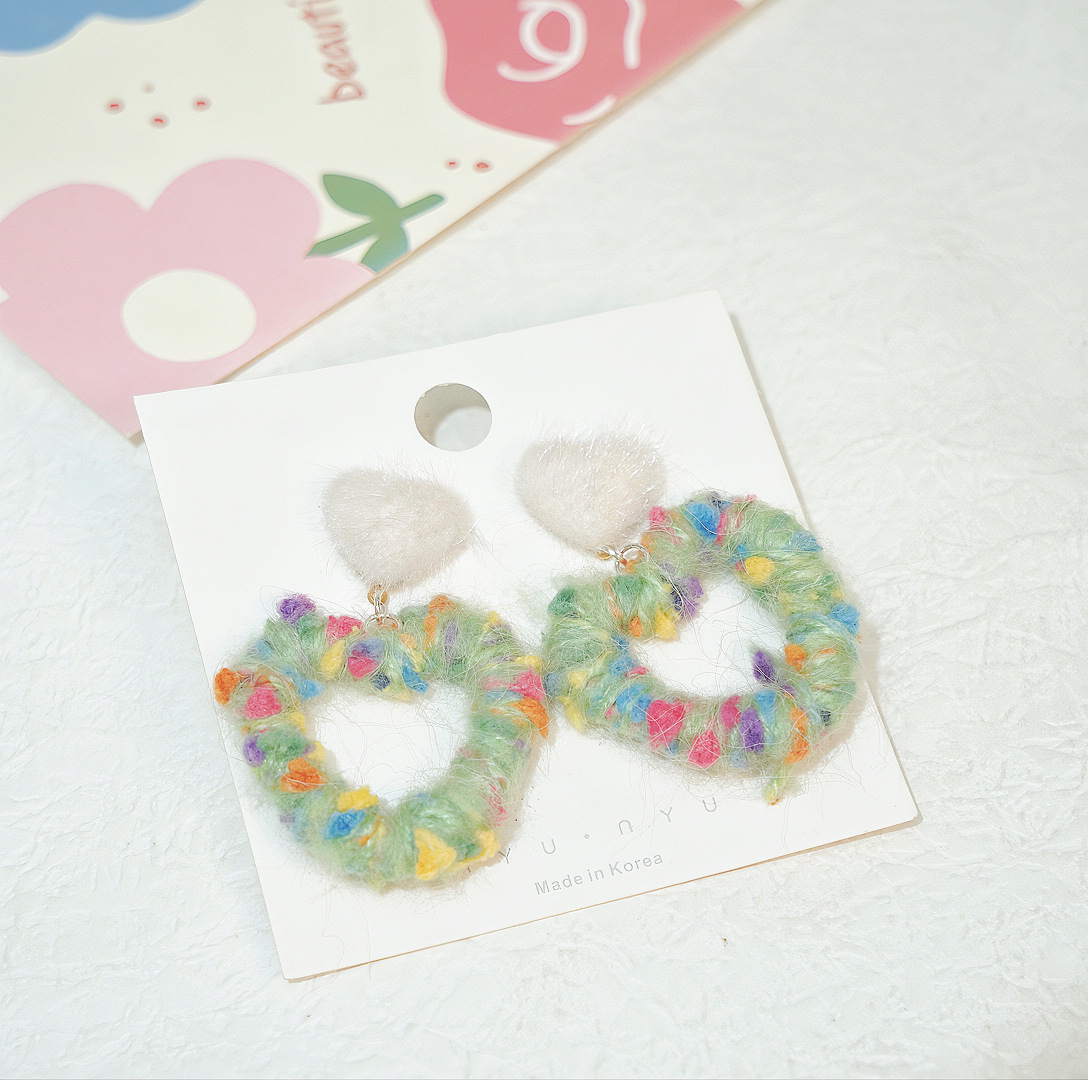 wrapped plush heart earrings new trend sweet and cute earrings temperament versatile heart shaped ear clips_voghion.com
