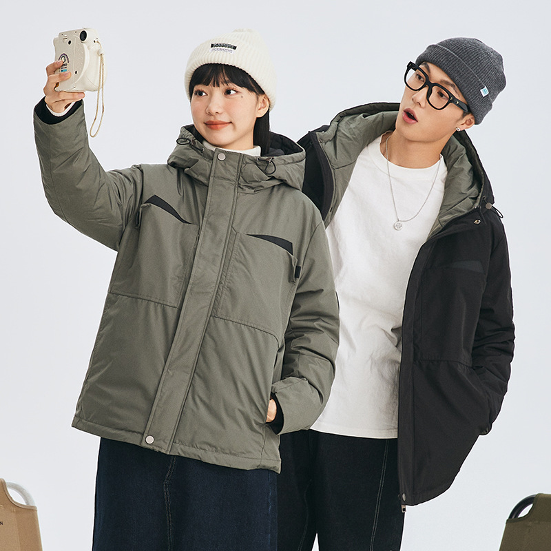 Popular White Duck down Winter Hooded Short down Jacket for Men 2025 New Trendy Brand Large Size Thickeneded Work Jacket